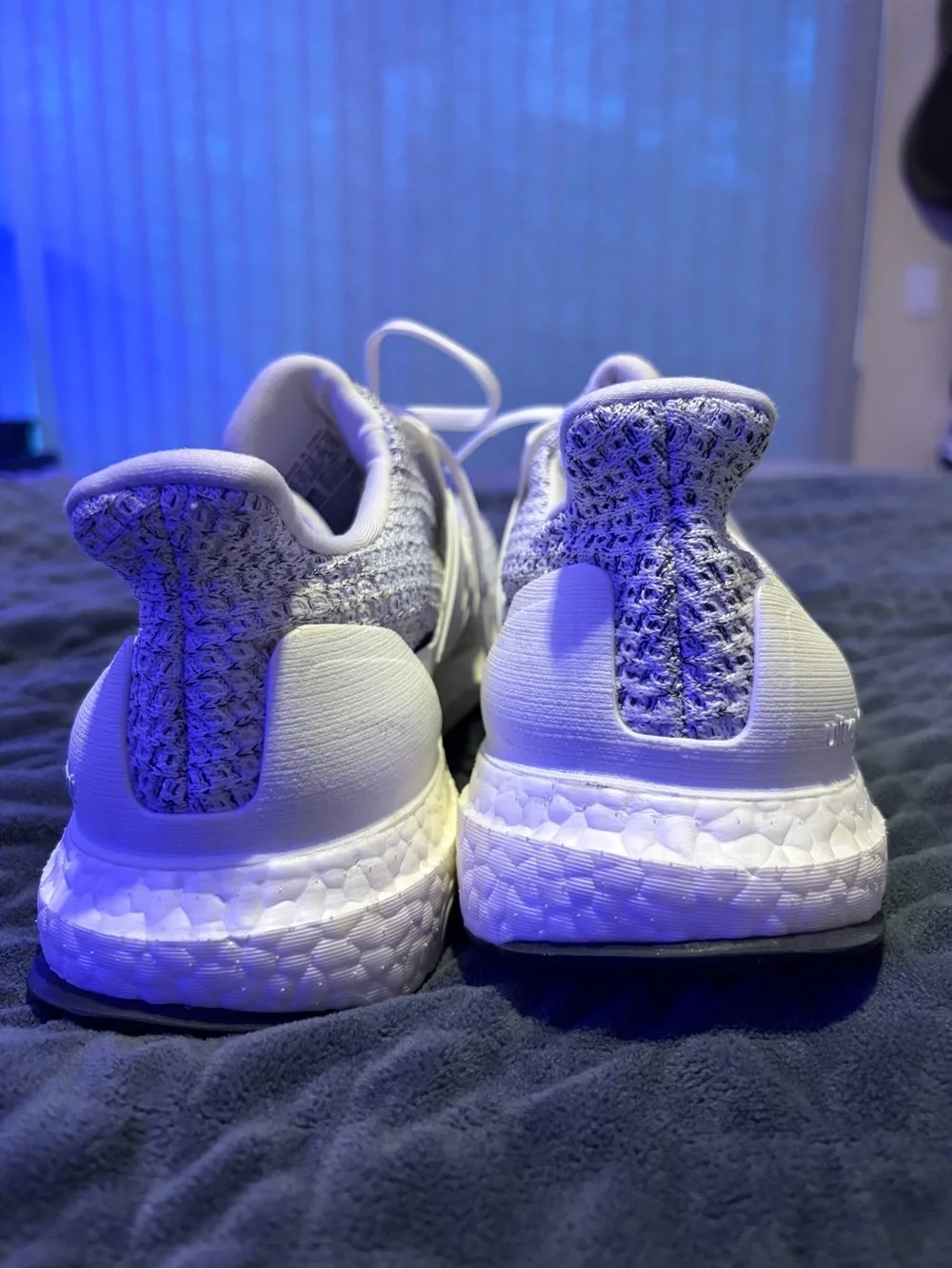 Adidas Ultra Boost White and Gray Knit Running Sneakers